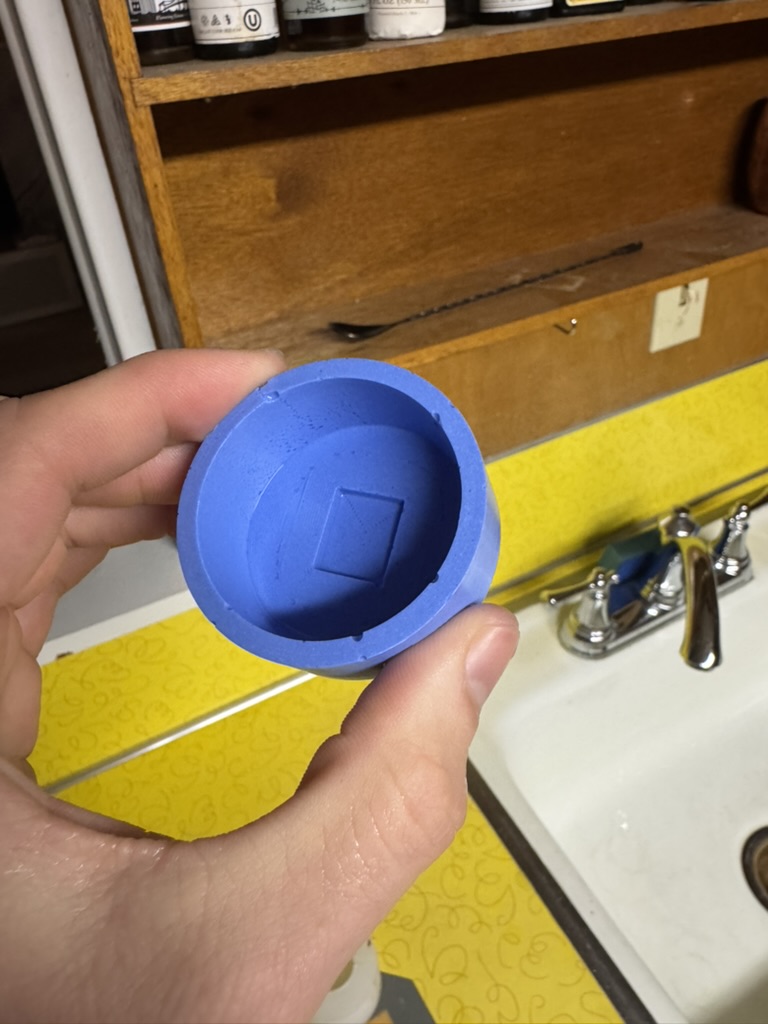 Cast Candle Holder - Silicone negative - raised wick-recess feature