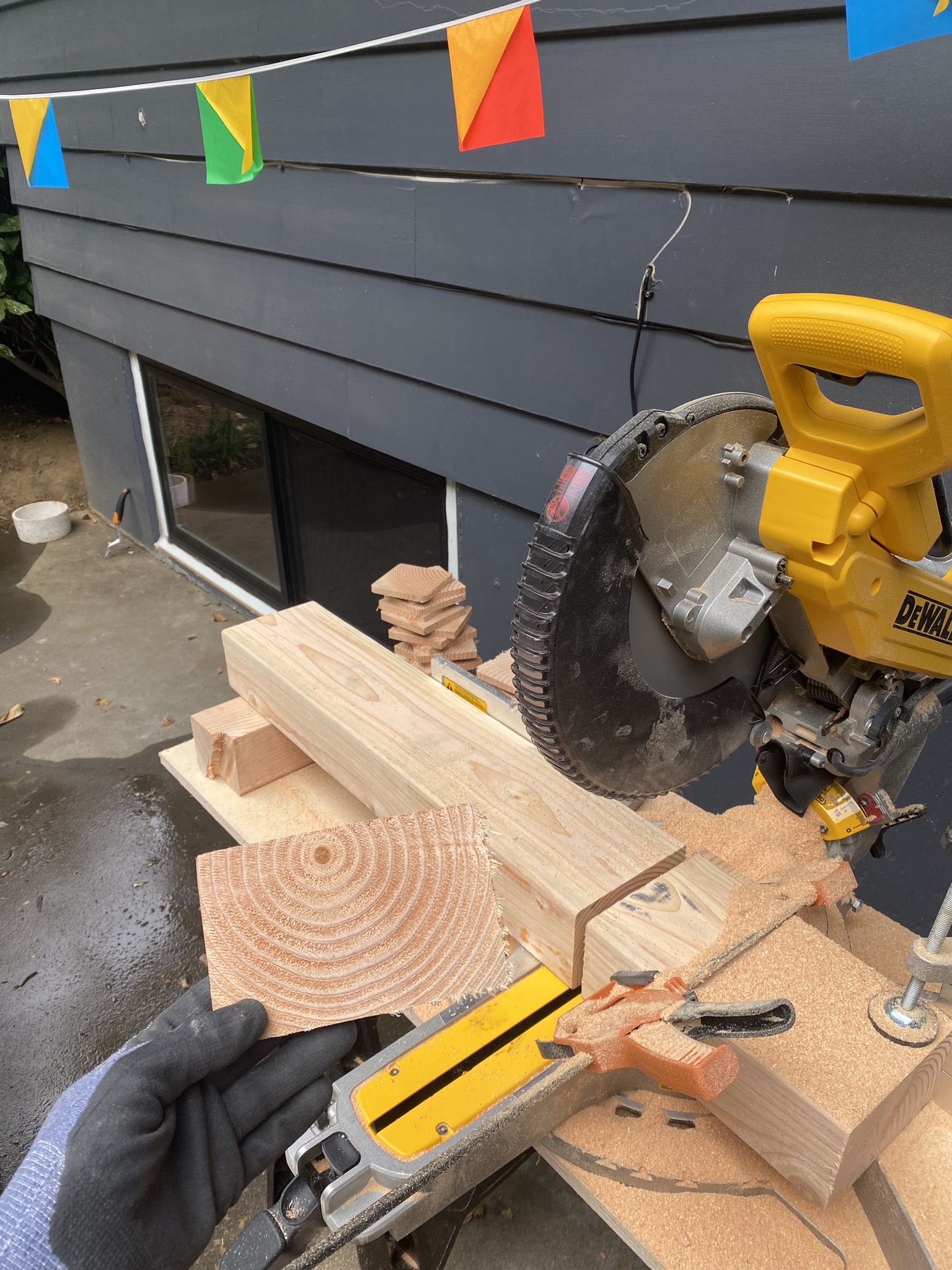 Canyon Vibration Mobiles - Sawing shapes from dimensional lumber on the miter saw