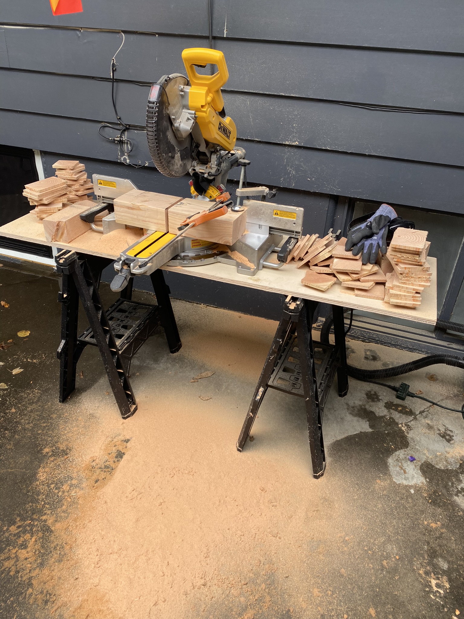 Canyon Vibration Mobiles - The cut batch stacking up at the saw station