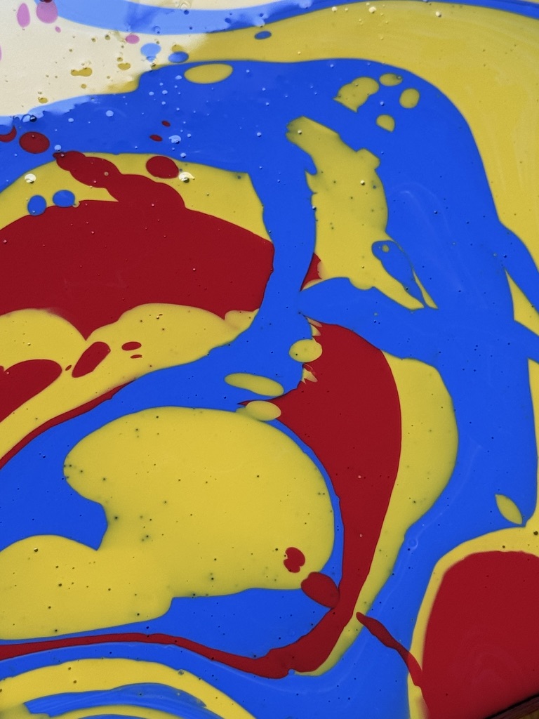 Acrylic Paint Pour - Ribbons braiding across the surface
