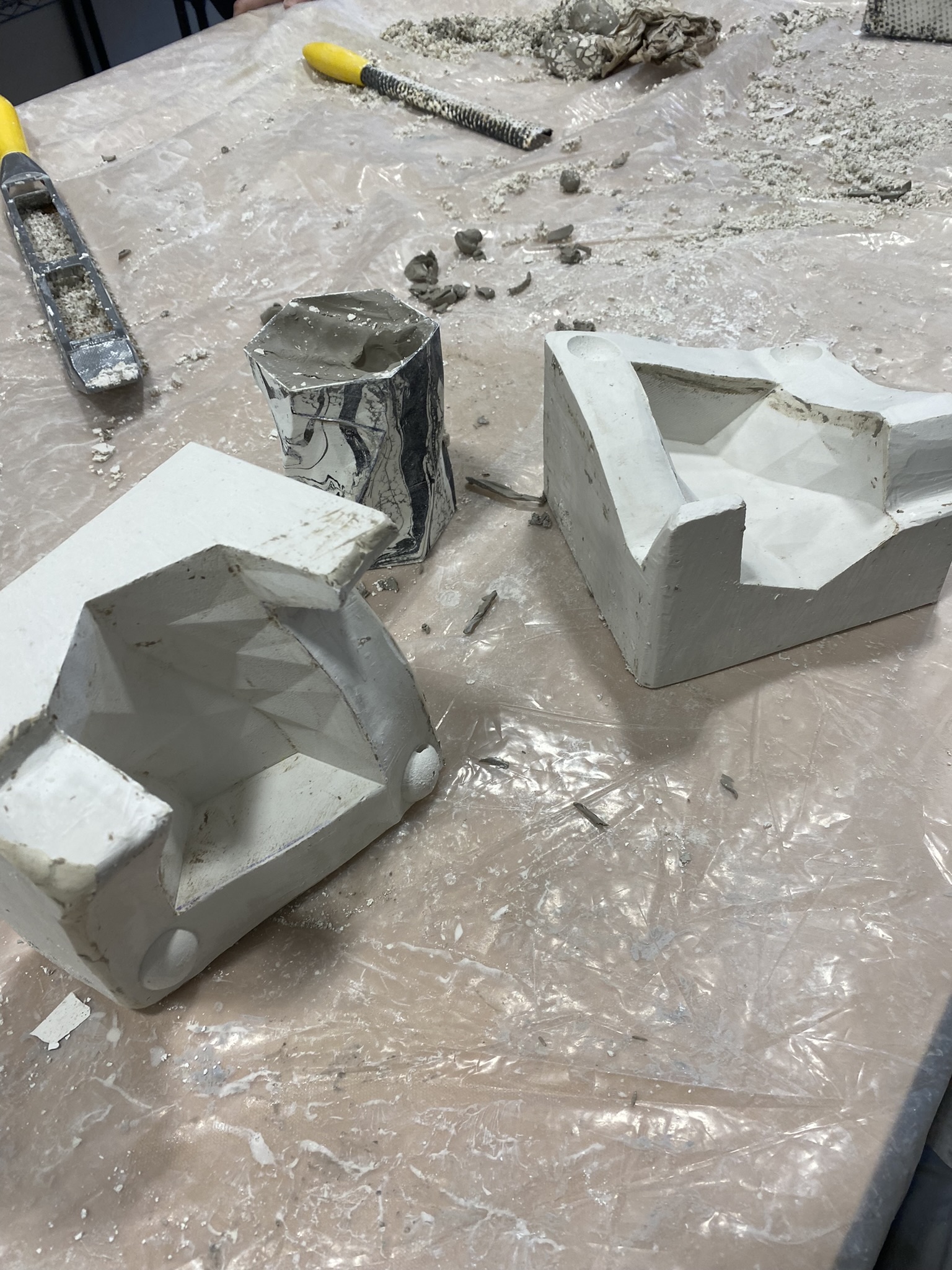 Slip-Cast Porcelain Tumbler - Greenware casting freed from the plaster halves
