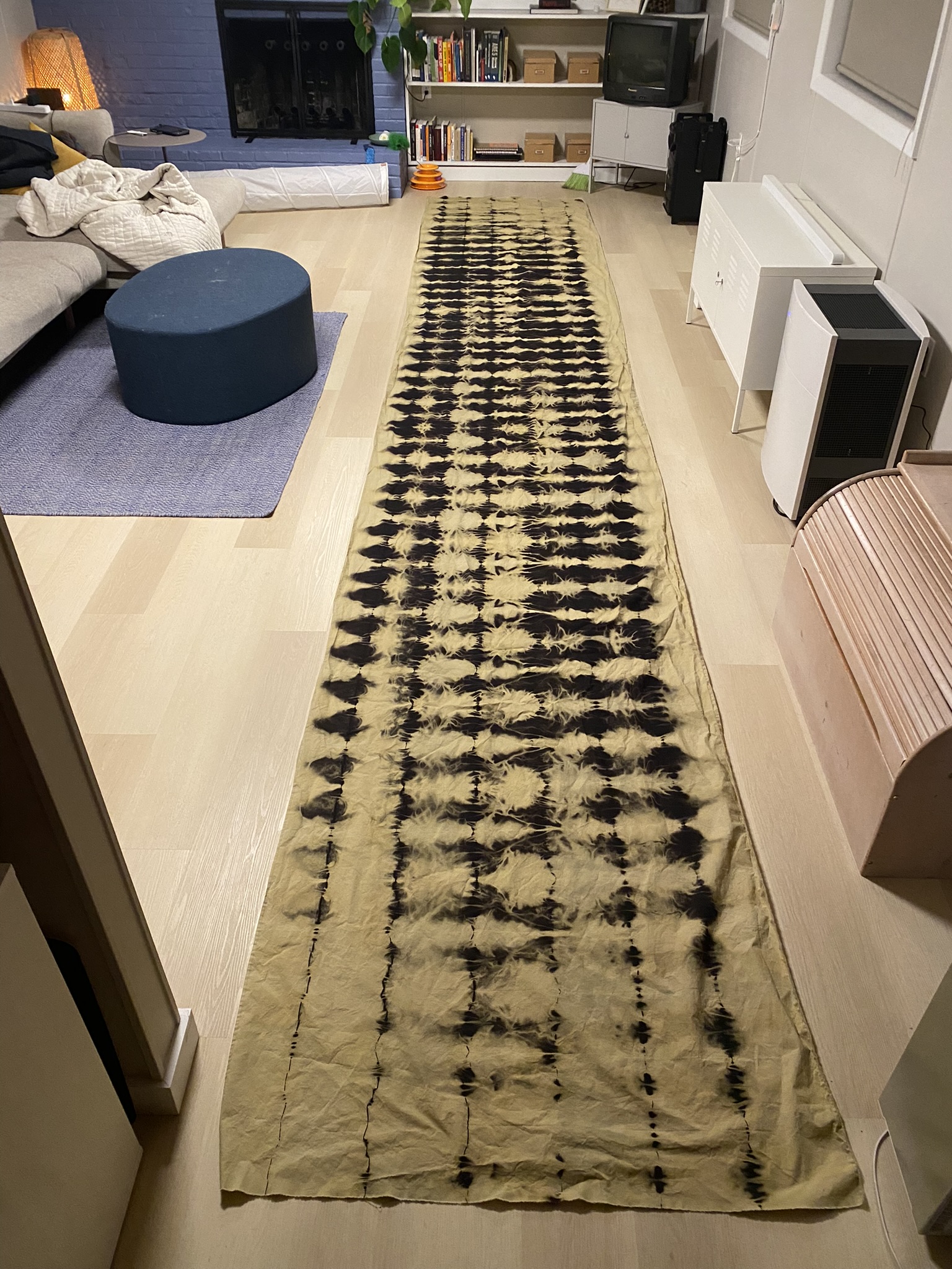 Discharge-Bleached Bolt - The full length, laid out on the floor