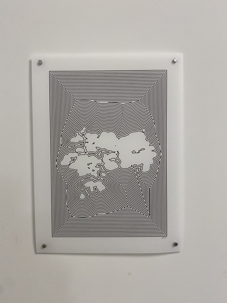 Yupo Plotter Drawings - Concentric ripple with cloud forms
