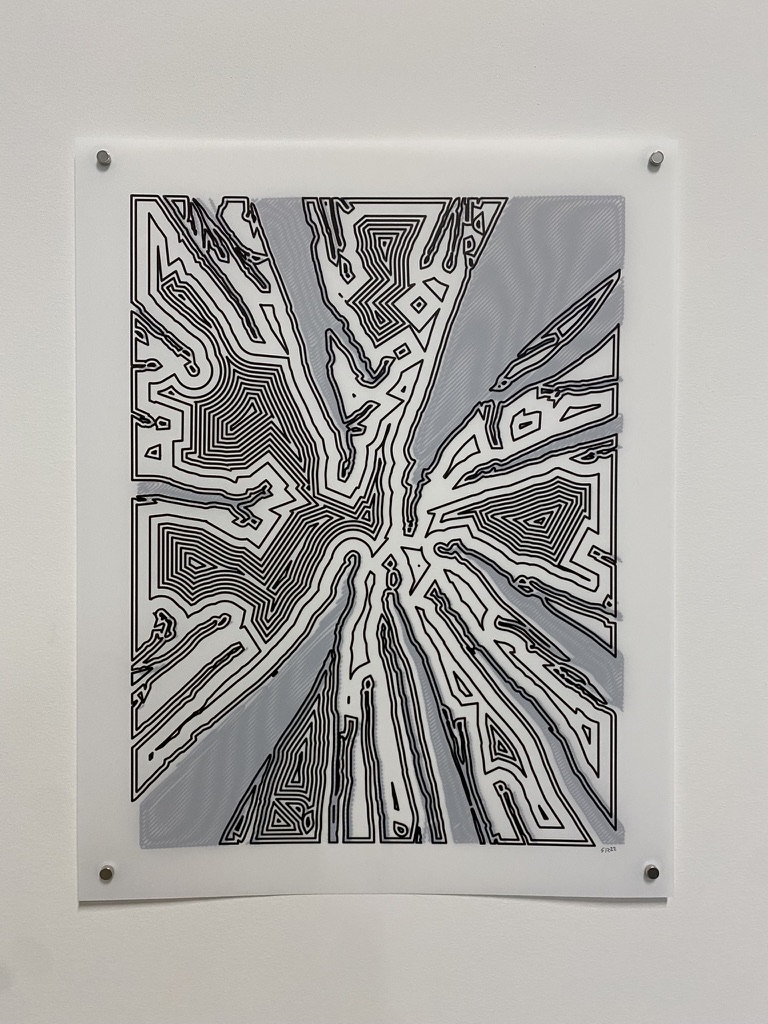 Yupo Plotter Drawings - Radial burst with grey fill